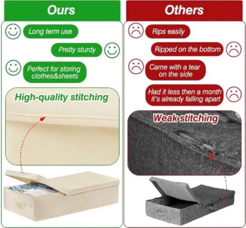 punemi 6 in Tall Under Bed Storage, Wedding Dress Box, 2 Pack, Beige | Sturdy Lids & 3 Handles, for Wedding Gowns, Evening Gowns & Heirlooms, Closet & Bedroom Organization - Image 6