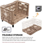 Bigant Heavy Duty Collapsible & Stackable Plastic Milk Crate-Medium Size, Tan, Stackable Open Front Organizer, Snap Lock Foldable Industrial Garage Storage Bin Container Utility Basket - Image 5