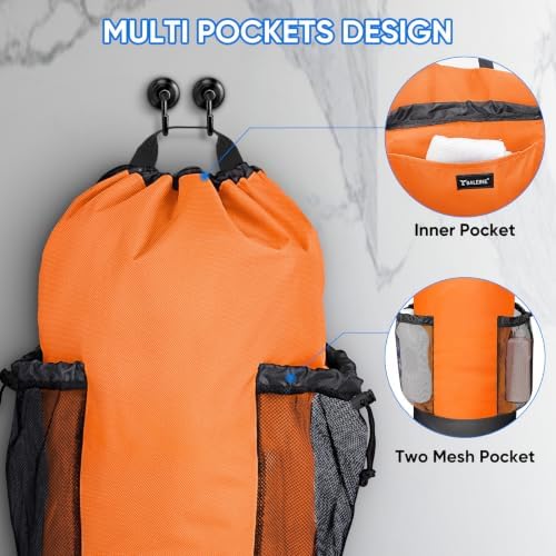 BALEINE 120L Laundry Bag Backpack, 900D Oxford Fabric Large Travel Laundry Bags with Shoulder Straps and 2 Mesh Pockets for College Dorm, Apartment, Laundromat (Orange, 120L) - Image 3