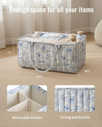 Blissful Diary Floral Diaper Caddy Organizer, Storage Basket, Blue Floral - Image 3