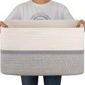OIAHOMY Blanket Basket Laundry Basket Dog Toy Basket 75L Grey/White by MasterofSpaceOptimization