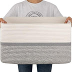 OIAHOMY Blanket Basket Laundry Basket Dog Toy Basket 75L Grey/White by MasterofSpaceOptimization