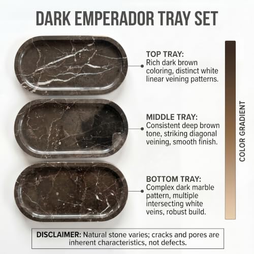 YKAJO Dark Emperador Oval Marble Tray, 11.8x5.9 Vanity Perfume Organizer - Image 4