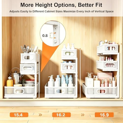 2 Pack Under Sink Organizer, 3-Tier Pull Out Kitchen Cabinet Organizer - Image 3