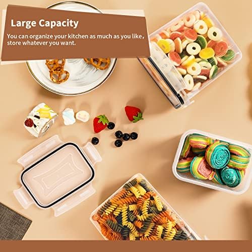 PRAKI Airtight Food Storage Containers Set, 16 Pcs BPA Free Plastic Dry Food Canisters for Kitchen Pantry Organization and Storage Ideal for Cereal, Flour & Sugar - Labels, Marker(Black) - Image 4