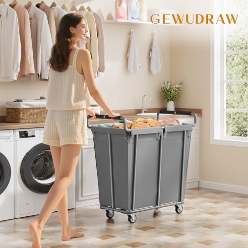 Gewudraw 360L Rolling Laundry Hamper with Wheels, 95 Gallons, Grey - Image 2