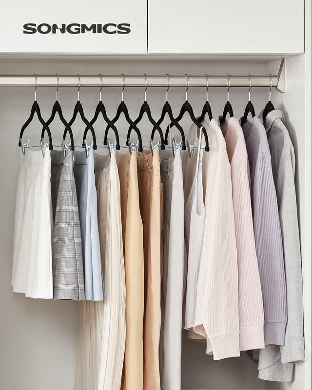 SONGMICS 30 Pack Pants Hangers, Velvet Hangers with Adjustable Clips - Image 2