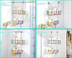 HapiRm Hanging Shower Caddy Organizer - No Drilling Shower Shelves with Hooks and Toothbrush Holder, Rustproof 304 Stainless Steel Bathroom Organizer - Brushed Nickel - Image 4
