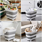 50L Collapsible Plastic Laundry Basket Hamper with Wheels, Foldable Laundry Basket with Handles, Pop Up Storage Container Organizer for Washing Storage - Image 6