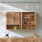 IFGET Bathroom Fluted Arched Wall Cabinet Set 2, 23.6''W Medicine Cabinet, Natural - Image 3