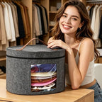 Hat Boxes for Women Storage 16.93" D*10.24" H Caps Carrier Case Organizer - Image 3
