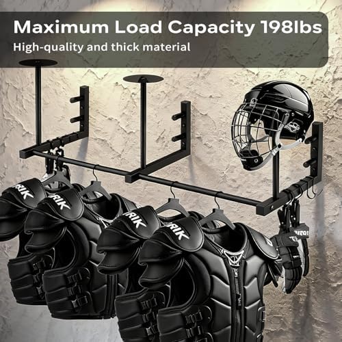Hockey Drying Rack - 31.5in Ice Hockey Stick Holder Wall Mount - Hockey Gear Hanger Drying Rack With Hooks and Clips Field Equipment Dryer Display Storage Organizer For Lacrosse Metal - Image 7