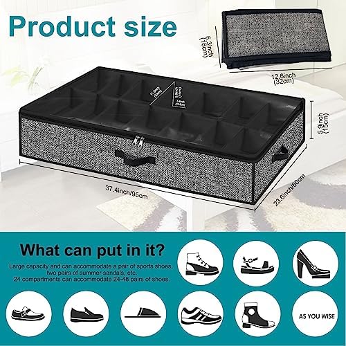 Under Bed Storage Organizer for Closet 2pc-28 Pairs Shoe Boxes - Image 3