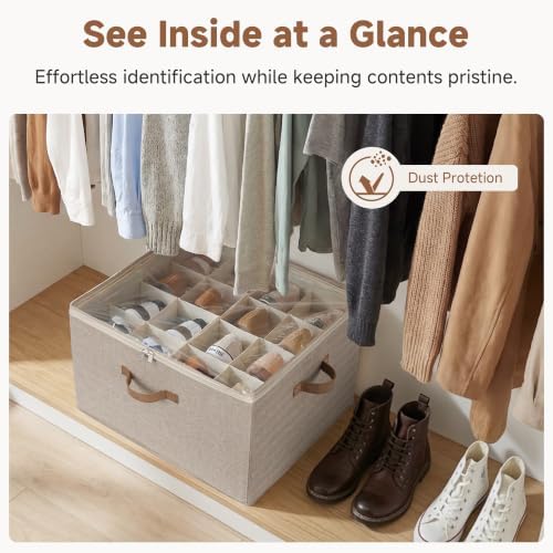 StorageWorks 16-Pair Closet Shoe Organizer with Adjustable Dividers, Taupe - Image 5