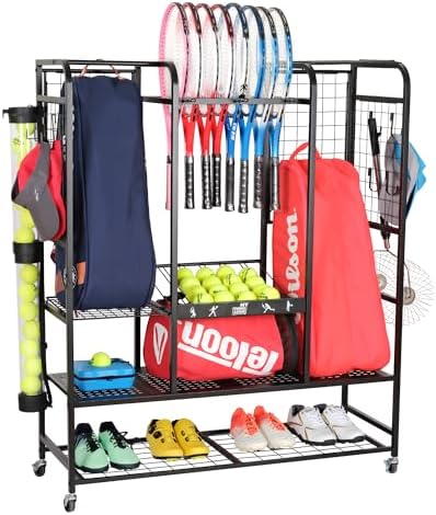 Mythinglogic Rolling Tennis Equipment Organizer with Racket Storage by Mythinglogic