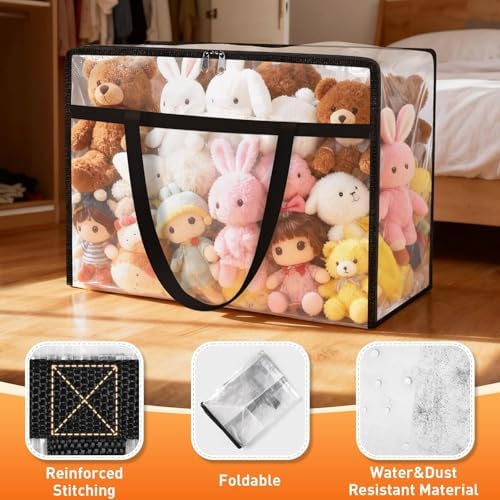 6 Packs 60L Clear Under Bed Storage Containers, Large Clothes Storage Bags - Image 3