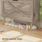 Homleke Farmhouse Shoe Storage Cabinet with Flip Drawers & Barn Door Design - Image 4