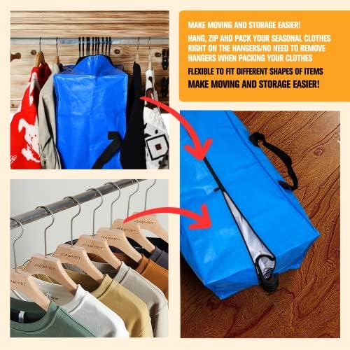 Heavy Duty Blue Moving Bags with Strong Zipper Handles Backpack Straps - Image 4