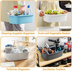 Goderewild Multi-Purpose Plastic Cleaning Caddy with Handle, Shower Caddy Organizer/Storage Basket/Totes Portable for Bathroom Supplies, Cleaning Products, Under Sink Tool, Housekeepers (Blue) - Image 4
