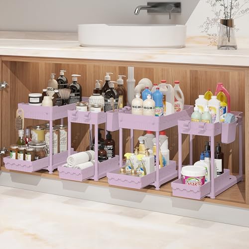 Sevenblue 4-Pack 2-Tier Under Sink Organizer with Pull Out Drawers by Sevenblue
