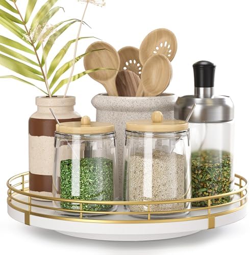 Oroyutor 9-Inch Wooden Lazy Susan Spice Organizer for Cabinet by Oroyutor