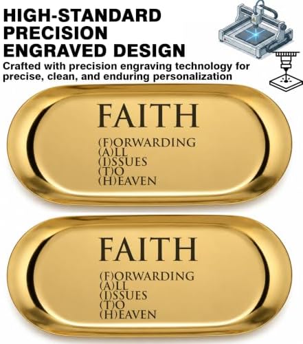 Pawpy Mate Oval Gold Catchall Tray Set of 2, Stainless Steel, 7x3 Inch, Vanity and Decorative Tray, Rust Resistant and Stackable, Modern Polished Finish, for Bathroom Vanity and Entryway Organization - Image 6