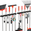 2 Pack Mop and Broom Holder Wall Mount, Upgraded Broom Hanger Wall Mount, Stainless Steel Broom Organizer for Closet Garage Laundry Room Kitchen Wall Decor Black 5R4H by FODARSAI