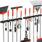 2 Pack Mop and Broom Holder Wall Mount, Upgraded Broom Hanger Wall Mount, Stainless Steel Broom Organizer for Closet Garage Laundry Room Kitchen Wall Decor Black 5R4H by FODARSAI