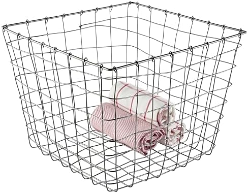G.E.T. WB-304-MG Heavy Duty Iron Wire Utility Storage Bin/Basket, Square, 14" x 14" x 11" by Unknown