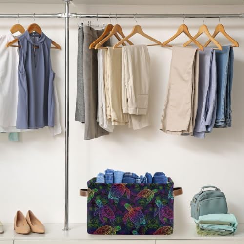 Rectangular Storage Basket Neon Animal Turtle Tortoise Organizer Bin Shelf Baskets For Clothes For Home Office Dorm - Image 5