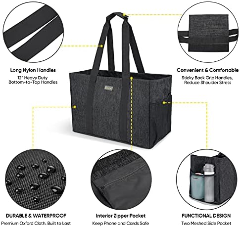 BALEINE Soft 9 Gallon Extra Large Utility Tote, Foldable Reusable Storage Bag (Charcoal Black) (Pack of 2) - Image 5
