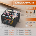 Aokeyee 2 Pack Shoe Organizer for Closet, Stackable Shoe Storage Box, Black - Image 2