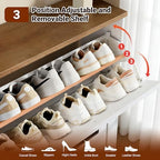 Shoe Cabinet for Entryway, 3 Flip Drawers Shoe Storage Cabinet with 3-Tier Adjustable Shelves, Ultra Slim 9.1" Depth Holds Up to 30 Pairs, Freestanding Hidden Shoe Organizer with Barn Door Design - Image 5