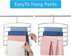 Pants Hangers 6 Pack 5 Layers Multi Functional Pants Rack Swing Arm Space Saver Hanger for Trousers Jeans Towels Scarf （Grey） - Image 4