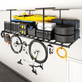 FLEXIMOUNTS 4x8 Overhead Garage Ceiling Storage Rack with 6 Hooks, Black by FLEXIMOUNTS