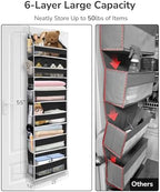 ULG 2Pack-Over The Door Organizer with 6 Large Pockets 12 Side Pockets Door Hanging Organizer Black Door Hanging - Image 2