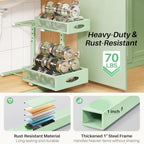 Under Sink Organizer, 1-Pack Pull Out Cabinet Organizer 2 Tier Metal Slide Out Storage Shelf Rack, L-Shaped Adjustable Height,Mesh Sliding Drawer for Kitchen, Bathroom, Laundry, Pantry, Green, XL - Image 6