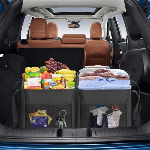 LHZK Standing Extra Large Utility Tote Bag with Metal Wire Frame and the Sides Rinforced, Extra Large Tote Bag with Handle, Reusable Grocery Bags Foldable, Beach Bag, Car Tote (Black) - Image 6