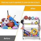 Kinghouse Garage Ball Organizer, Includes Storage Bin, Bat Holder, Hooks - Image 5