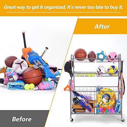 Kinghouse Garage Ball Organizer, Includes Storage Bin, Bat Holder, Hooks - Image 5