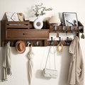 Solid Wood Wall Mounted Coat Rack with Shelf & Drawer by Unknown