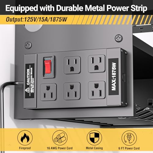 YYR Power Tool Organizer Wall Mount with Charging Station, Cordless Tools Hanger and Battery Storage Rack for Garage Organization, Heavy Duty Drill Holder Shelf Build in Metal Power Strip - Black - Image 2