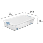 Sterilite 8-Pack Wheeled Latching Box, Plastic Under Bed Storage Bins with Lids, 56 Quart - Large Clear Stackable Tote Organizer Containers for Closet, Bedroom, Bathroom, and Office Organization - Image 2