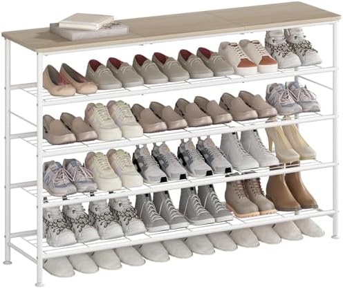 SUOERNUO 5 Tier Extra Long Shoe Rack Organizer Storage for Closet Entryway by SUOERNUO