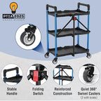 WORKPRO 3-Tier Collapsible Utility Cart, 210 LBS Cart with Wheels - Image 5