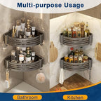Corner Shower Caddy, No-Drilling Adhesive Shower Shelves with Hooks, Waterproof & Rustproof Removable Shower Organizer for Bathroom Kitchen - Image 7