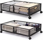 VECELO Under Bed Storage Containers with Wheels, Foldable Shoe Organizer Drawer with Handles, Space Saving for bedroom, Tool-free Assembly, 2 Pack by VECELO