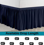 Ruffled Extra Long College Bed Skirt - Twin XL, 30 Inch Drop - 100% Microfiber - Navy Blue - Image 4