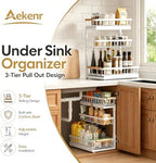 Under Sink Organizer and Storage for Bathroom and Kitchen - 2 Pack 3 Tier - Image 2
