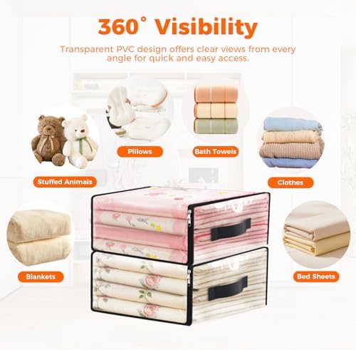SpaceWhisper Clear Sheet Storage Bags, 6 Pack, 17.7 x 15.7 x 7.9 in | Sheet organizers and storage, zippered closure, thick plastic, reinforced handles, clothes, blankets, under-bed storage - Image 4